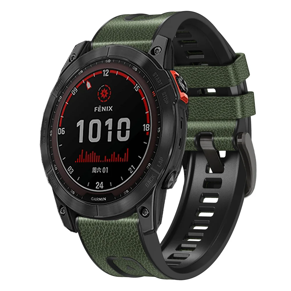 Correa de silicona para reloj Garmin Fenix 7X 5X 5 Plus 7 6 6X 3 3HR Epix 2, banda de cuero Quickfit de 22mm y 26mm
