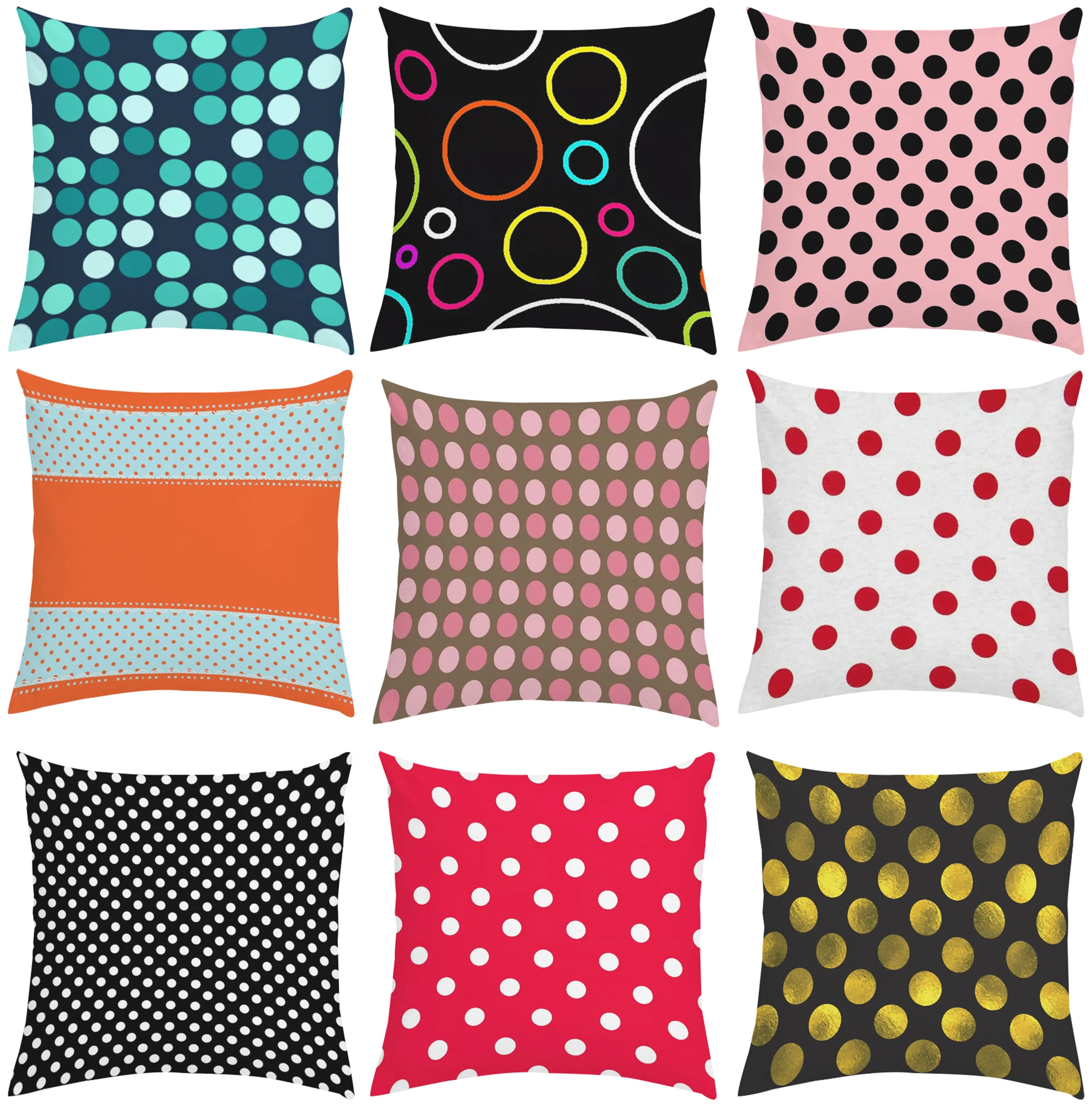 Polka Dots pillowcase double-sided printed sofa cushion cover, home headboard backrest cover chair waist cushion cover 45x45cm