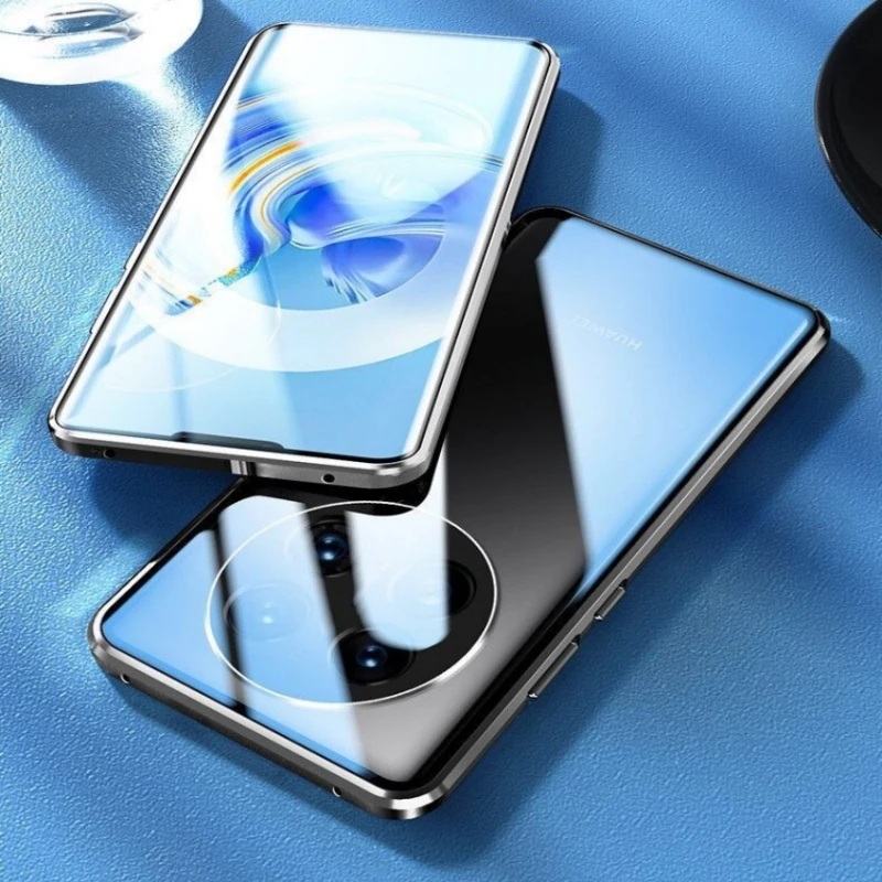 360 Full Case For Huawei Nova Y91 Case Double Sided Magnetic Adsorption Metal Tempering Glass Protection Cover Nova Y 91 Bumper