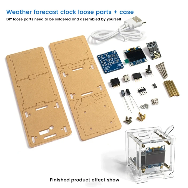 Wifi Internet Clock DIY Kit OLED 2.4G WIFI Time Temperature Humidity Date Week Weather Forecast Indicator DC 5V Clock