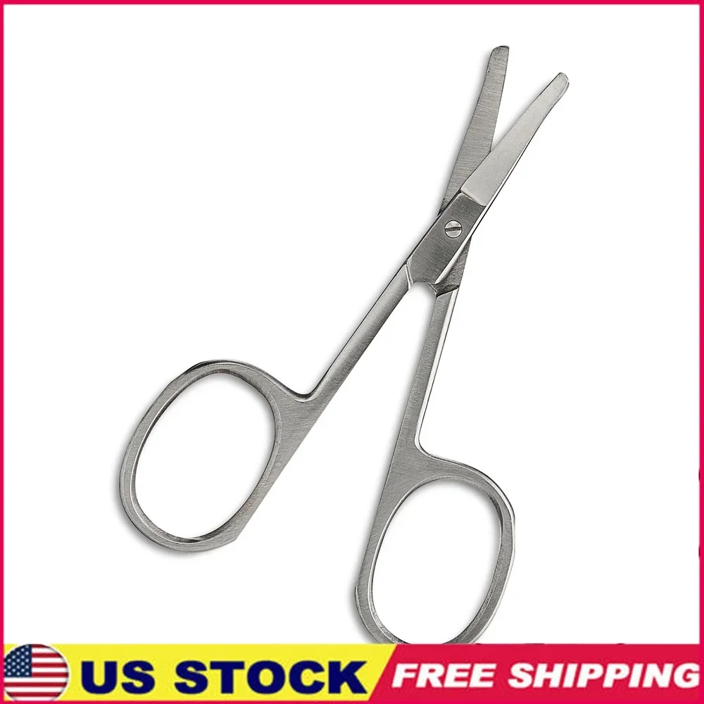 

Professional Stainless Steel Rounded Tip Scissors Hair Trimming Grooming Ear Nose Facial Hair with Large Finger Holes
