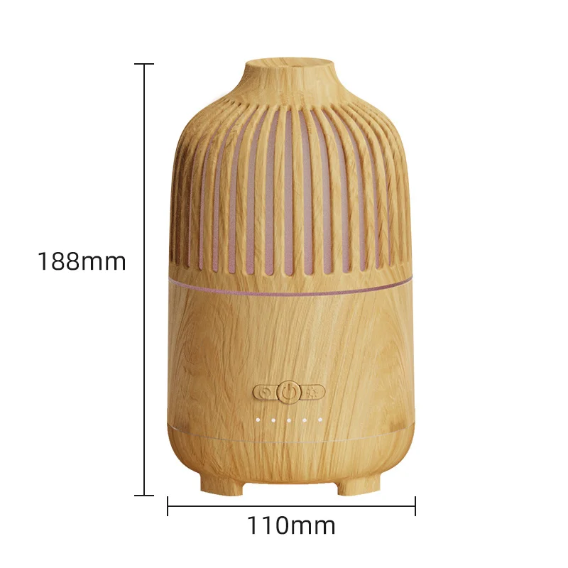 USB Battery Eco-Friendly Aromist Essential Oil Mist Humidifier 7 Color LED Light Household Ultrasonic Electric Wood Grain Aroma