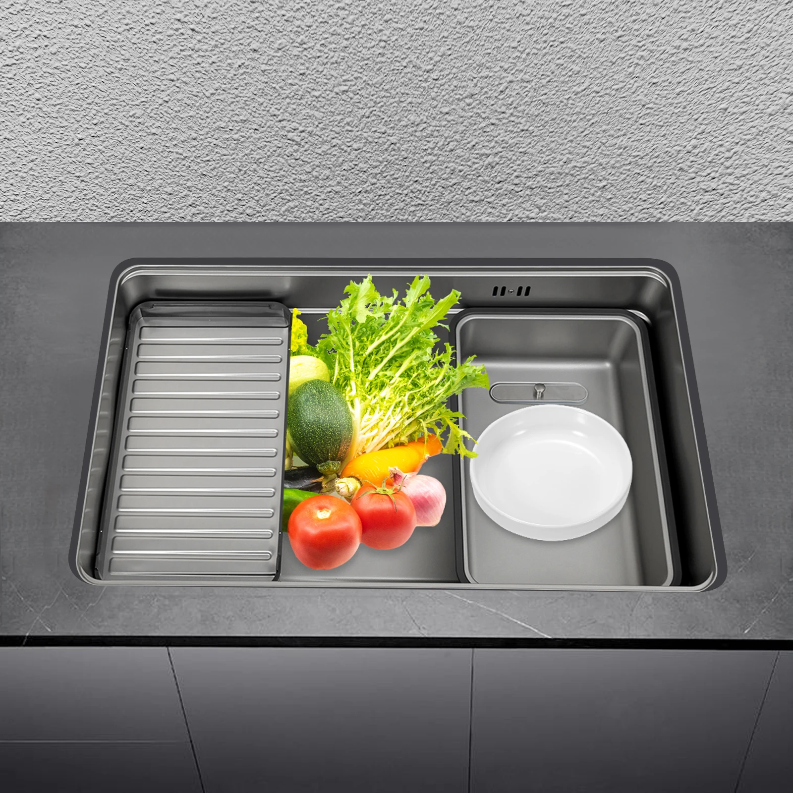 Modern Kitchen Sink Stainless Steel Sink Low Noise Easy to Clean with Anti-Overflow Hole 7.8KG