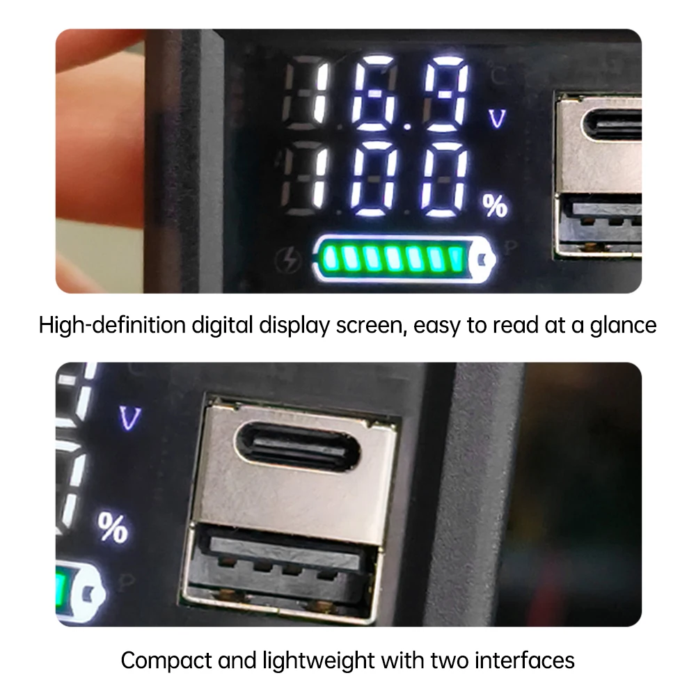 DC 9-24V Universal Lithium Battery Level Indicator LED Dual Digital Display Battery Capacity Monitor With USB Output interface