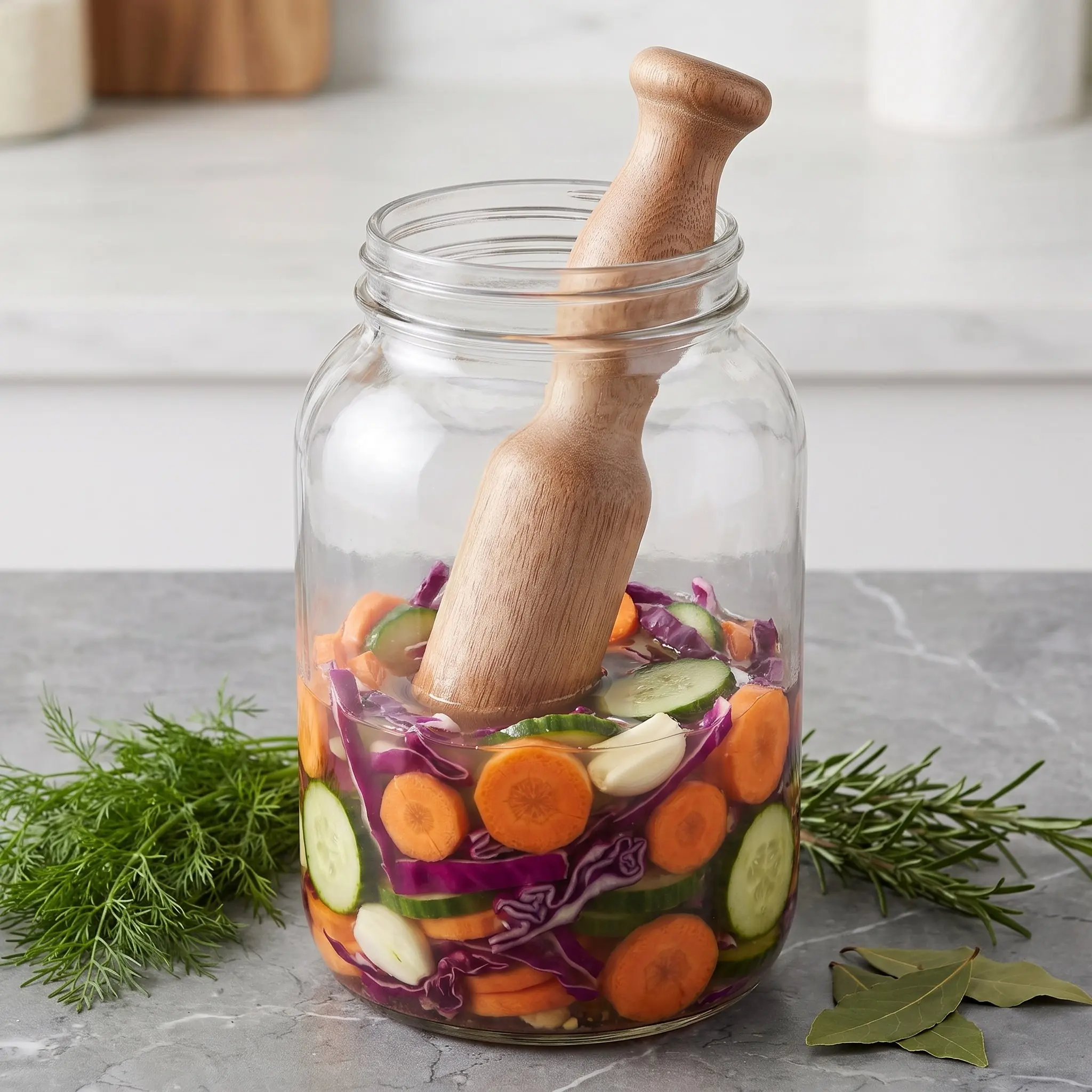 Wooden Sauerkraut Pounder Fermentation Tamper Tool 6 Ergonomic Handle Manual Kimchi Making Kitchen Garlic Crusher Food Pressing