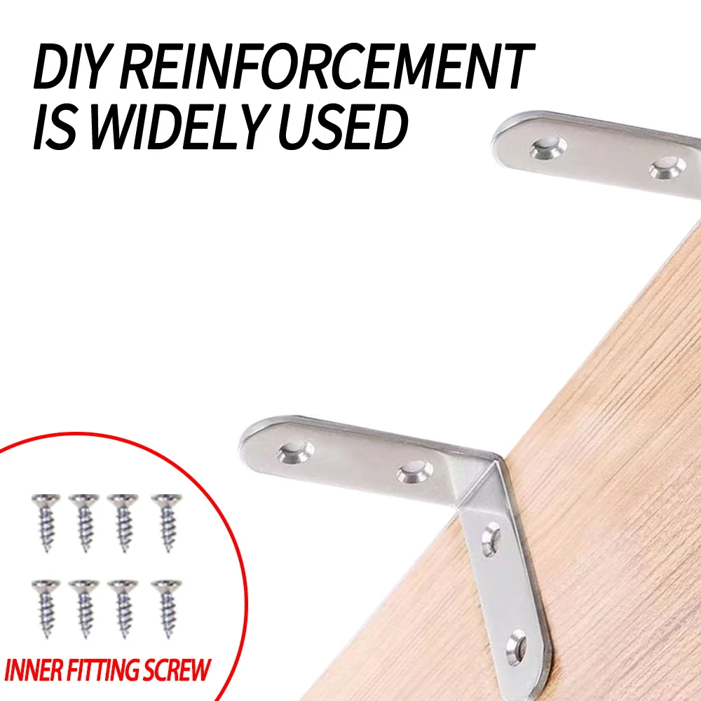 10/8/5 assembly with 42/30/18 screws stainless steel L-shaped bracket angle brace kit -90 degree right angle bright light, suita