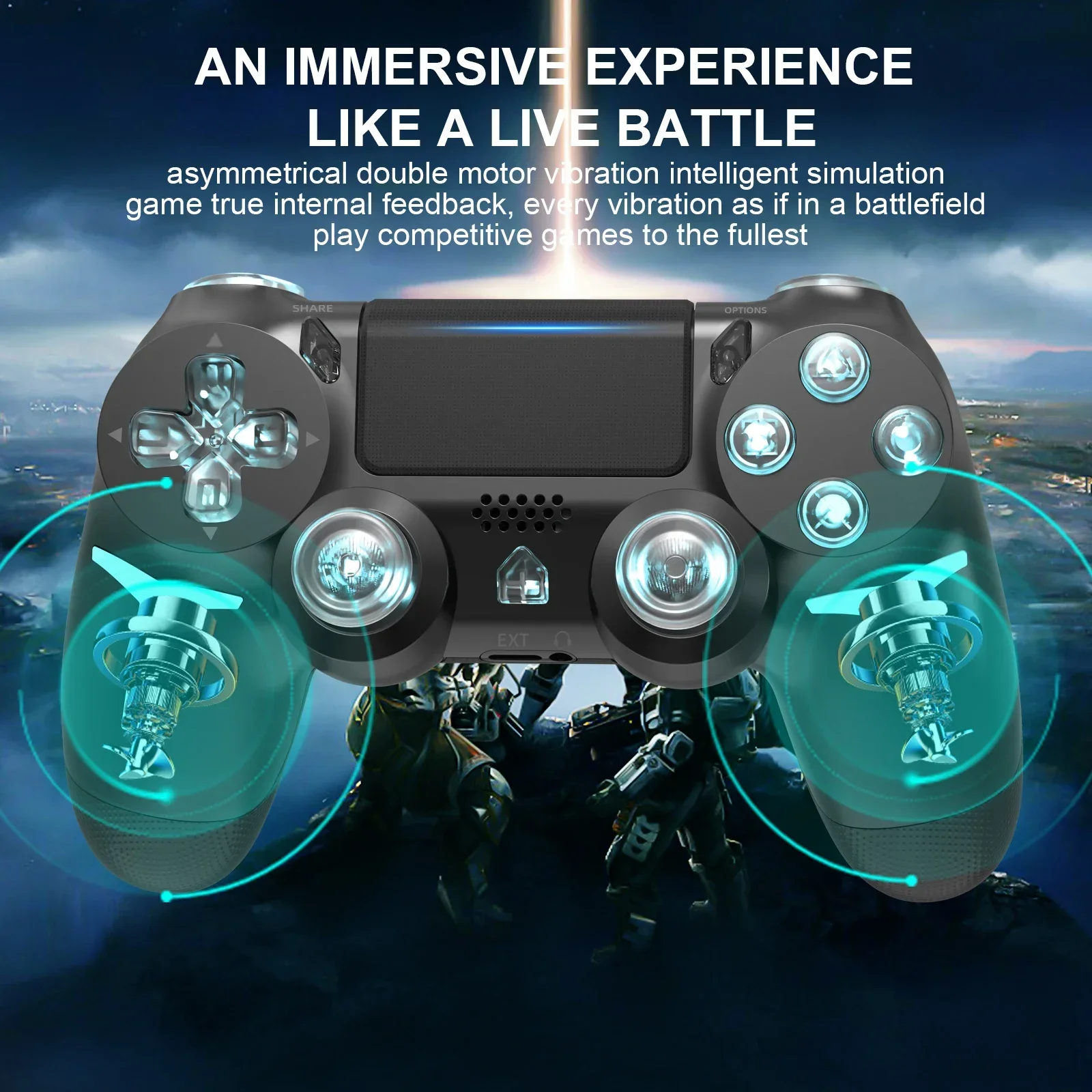 GAMINJA LED Wireless Game Controller Für PS4 PS3 Konsole Computer PC RGB Licht Bluetooth Gamepad 6-achsen Gyroskop dual Vibration