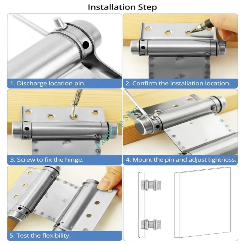 124E 2PCS 자동 도어 폐쇄 스프링 힌지 홈 오피스 사용을위한 액세서리