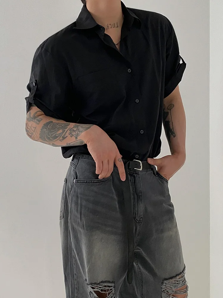 

Loose ort Sve Ice Silk Casual irt Men's Faionable f Sve T-irt Stand Fit Youth ular Daily Wear Summer