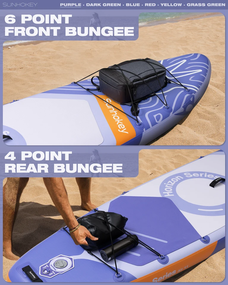 SUNHOKEY Purple Waterproof Inflatable Paddle Board 11''x34''x6