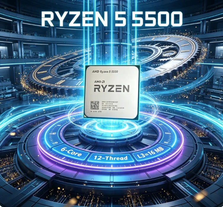 AMD R5 5500 Light Short Video Clip Editing CPU 6 Core 12 Thread 4.2GHz AM4 16MB L3 Cache 65W Creation Processor No Cooler