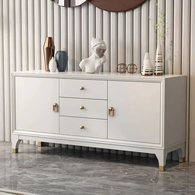 solid wood bedroom TV cabinet small apartment master bedroom living room mini high white modern minimalist floor cabinet