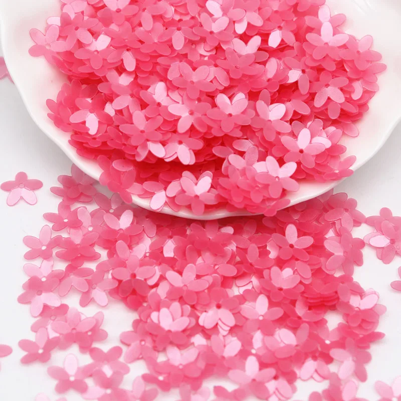 Matte White Transparent Crystal Flower Sequins, 10mm