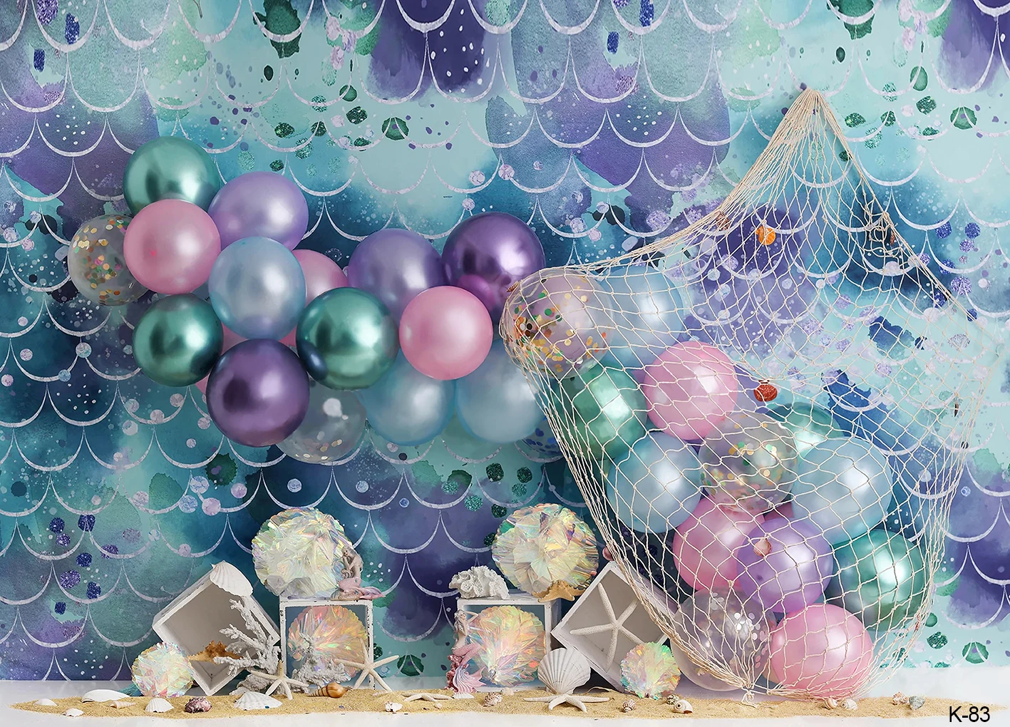 Under The Sea Birthday Backdrop for Photography Newborn Kdis Portrait Cake Smash Fish Scales Background Little Mermaid Birthday