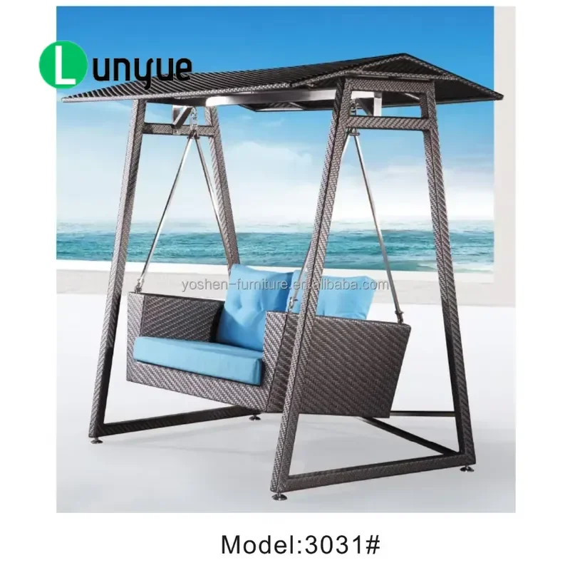 Lightweight Outdoor Rattan Swing Chair Garden Patio Bench Durable Wicker Hanging Seat for Backyard Porch Relaxing Furniture