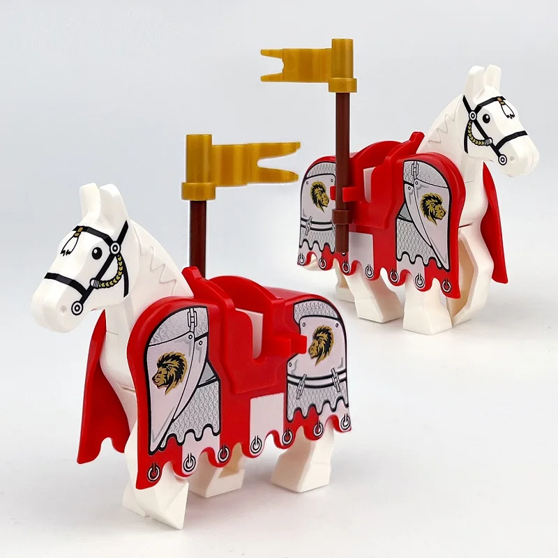 Mini Medieval Knights Horses Figure Military Weapon Pack Accessories Figures Set MOC Building Block Bricks Boys Toys Brinquedos