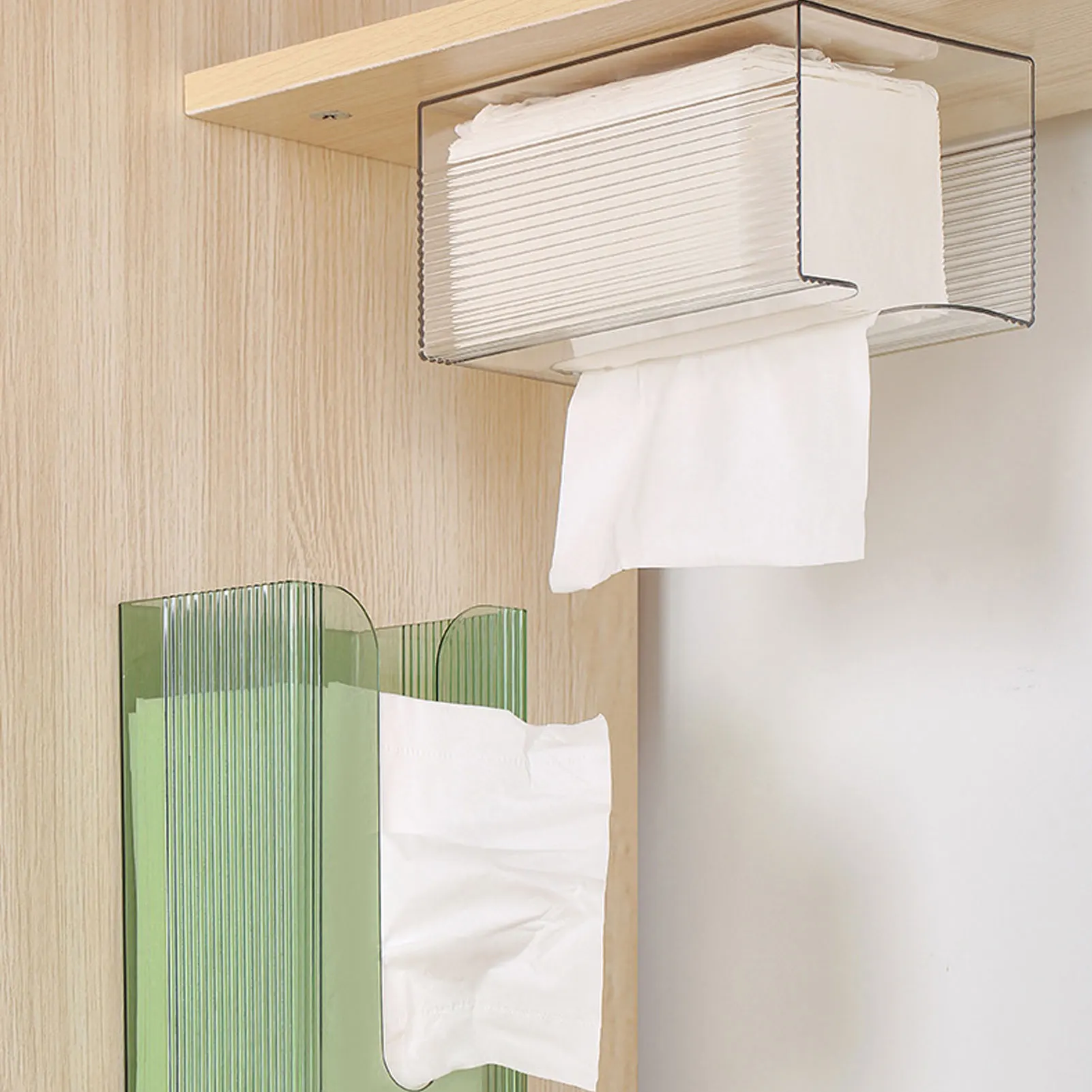 Wall Mounted Roll Tissue Container Easy to Refill Tissue Dispenser Box A Great Household Decorating