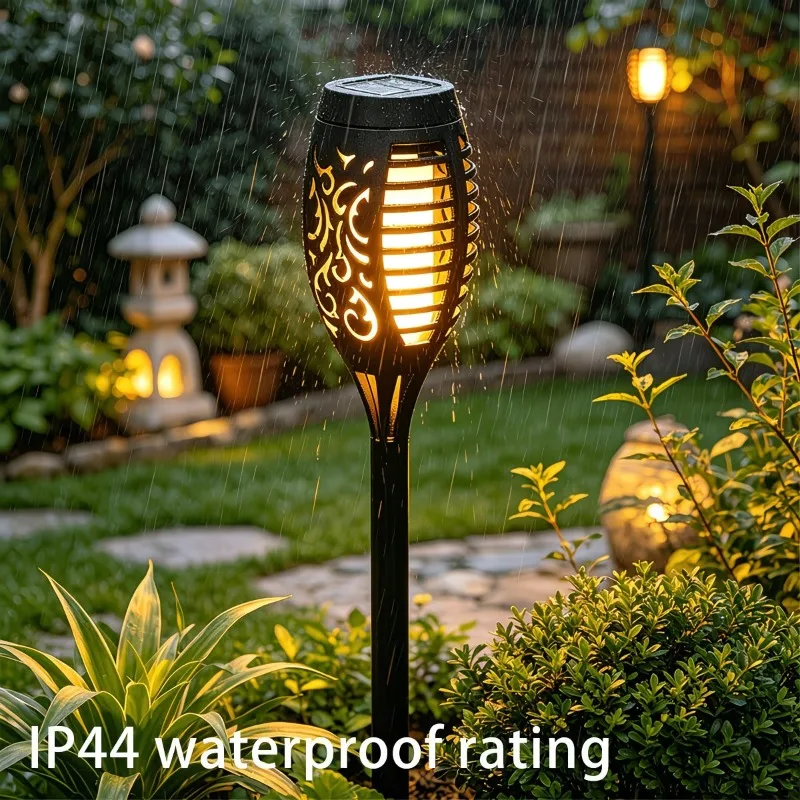 Solar Flame Torch Lights IP65 Outdoor Solar Pathway Lights Flickering Flame LED Landscape Stake Lighting for Garden Lawn Patio
