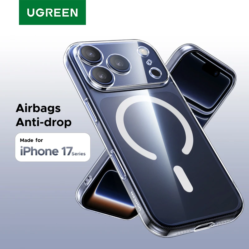 כיסוי מגנטי UGREEN לסדרת אייפון 17, עמיד בפני זעזועים, תואם MagSafe, מגן TPU