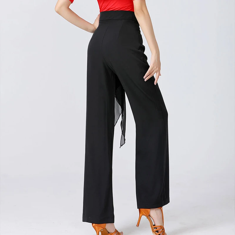 ผู้หญิงละตินเต้นรํากางเกงฤดูร้อนบาง Chic ริบบิ้นกางเกงฝึกห้องบอลรูมโมเดิร์นเต้นรํากางเกงขากว้าง STAGE เครื่องแต่งกาย