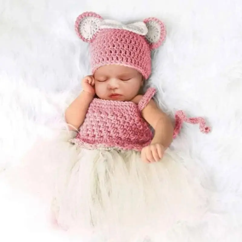 U13F ناعم ولطيف حديثي الولادة تول لبس قبعة أذن عصرية مع دعائم لباس الانزلاق من أجل مناسبة خاصة #3