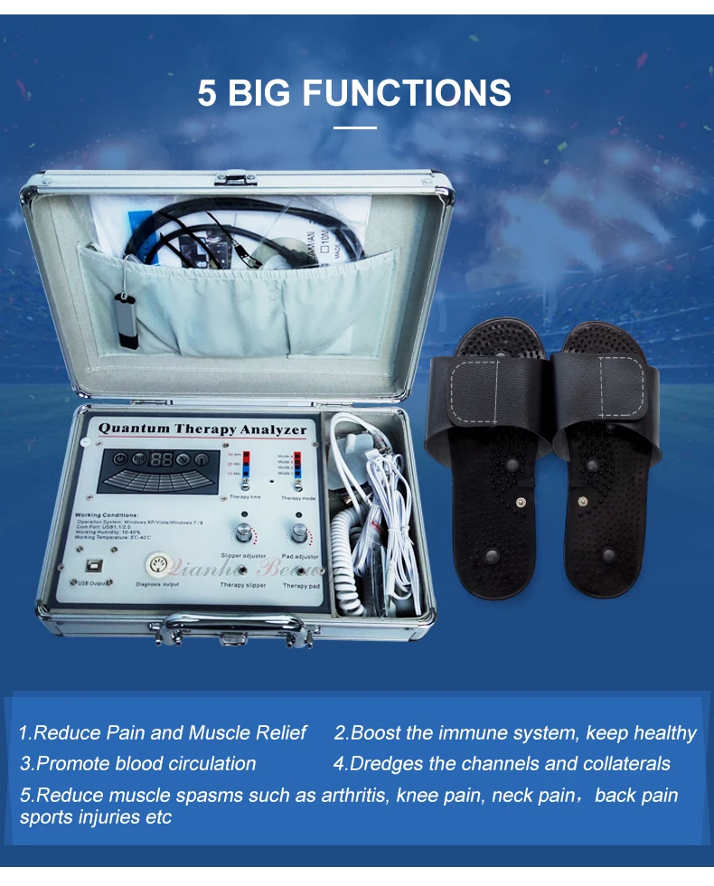 Quantum Therapy Magnetic Resonance Analyzer with TENS slipper and Massage pads for body health