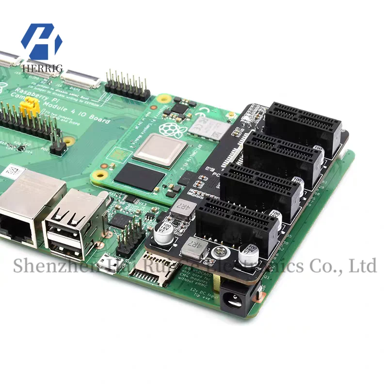 Light Snow Raspberry Pi CM4 PCIe Gen 2 × 1 Tarjeta de expansión de 1 a 4 canales Operación estable de 12 V, sin controlador