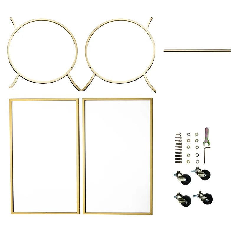 Mobile food cart scene display display rack, round double-layer tea and dessert metal handcart