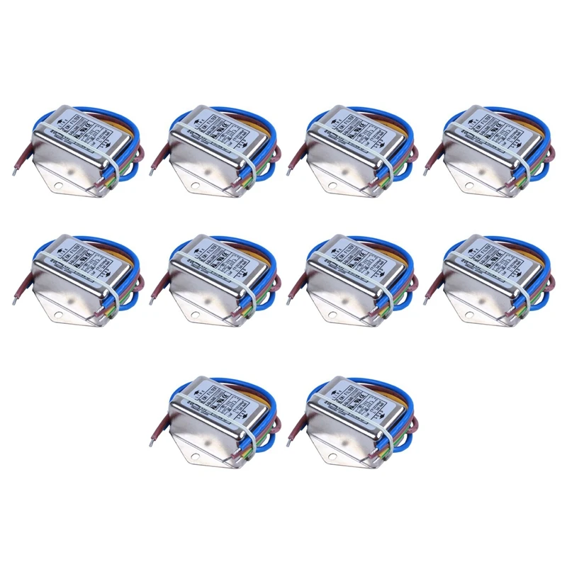 10X AC 115 V / 250 V 6 A EMI Individual Phase Noise Filter