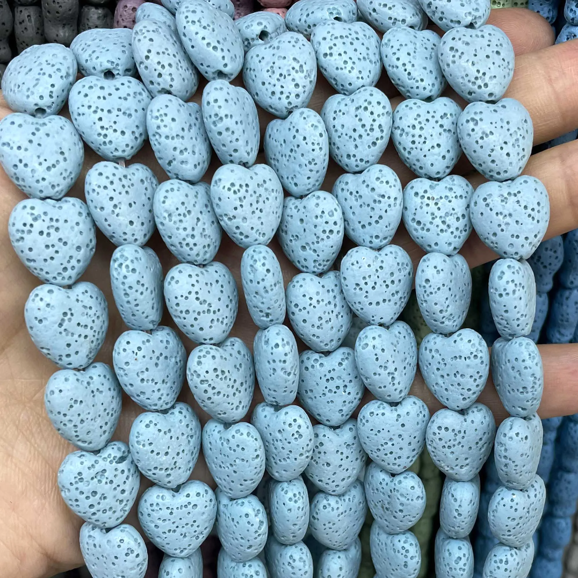 13MM 19MM Natural Volcano Lava Stone Heart Shape Loose Spacer Beads For Jewelry Making DIY Necklace Earring Accessories