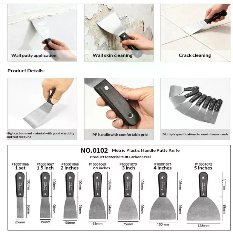 4/7PCS Carbon Steel Putty Knife Set With Soft Grip Flexible Paint Scraper Drywall Tool Kit Sizes Includes Canvas Storage
