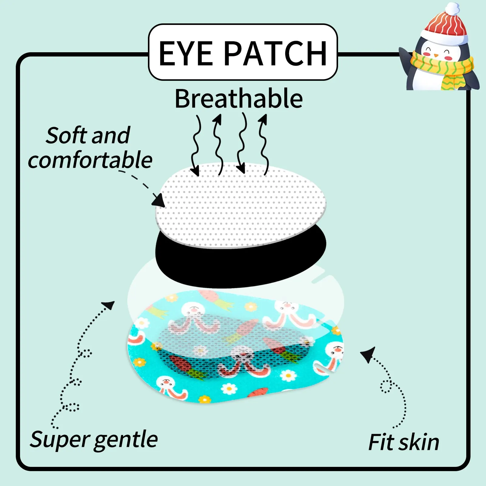 30/60pcs NEW Design Cute Breathable Eye Patch Band Aid Medical Sterile Eye Pad Adhesive Bandages Lazy Eye Protect Eyesight Drops