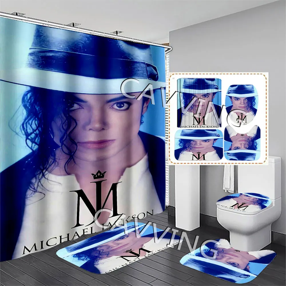 Michael Jackson  3D Printed  Shower Curtains Waterproof Bathroom Curtain Anti-slip Bath Mat Set Toilet Rugs Carpets   F02