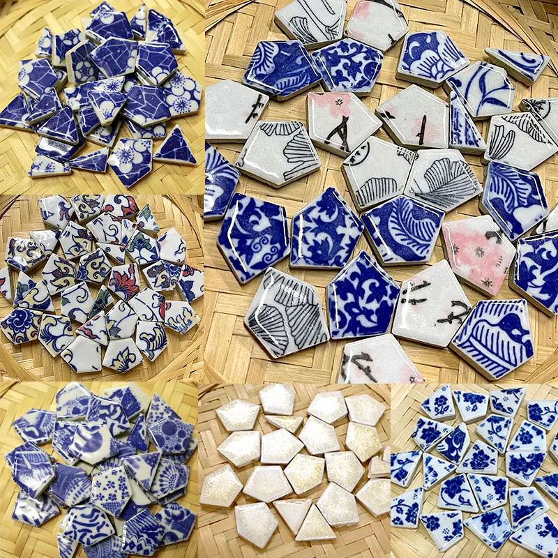 100g Owalne ceramiczne płytki mozaikowe Wielokolorowy kawałek mozaiki DIY Mozaika do robienia kamieni do rzemiosła Hobby Arts Dekoracja ścienna domu arte