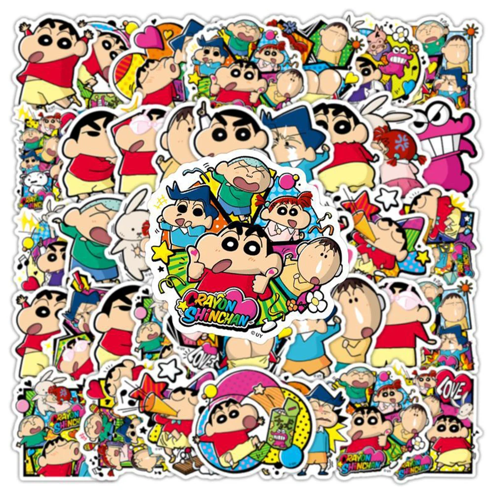 10/30/50pcs การ์ตูน Crayon Shin-Chan อะนิเมะสติกเกอร์รูปลอกสําหรับโน๊ตบุ๊คกีตาร์โทรศัพท์รถจักรยานกันน้ําน่ารัก PVC สติกเกอร์ของเล่นเด็ก