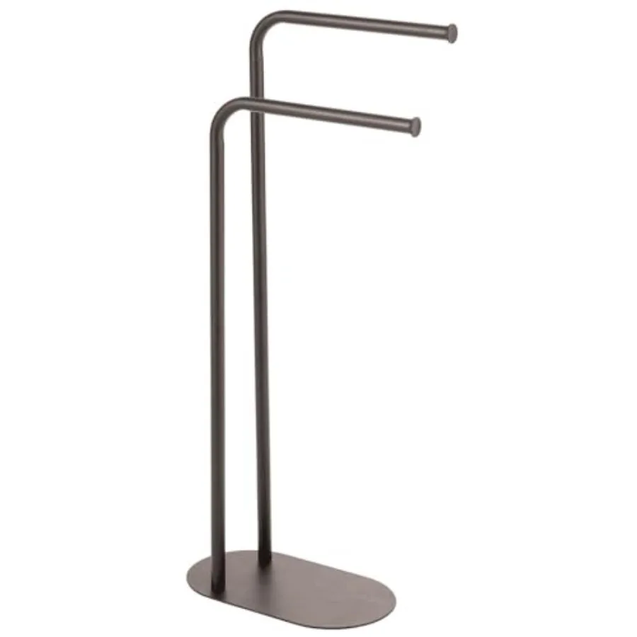 

Tall Stainless Freestanding Towel Rack Holder - 2 Tier Minimalist Pedestal Hanger Holders for Kitchen and Bathroom - Racks for