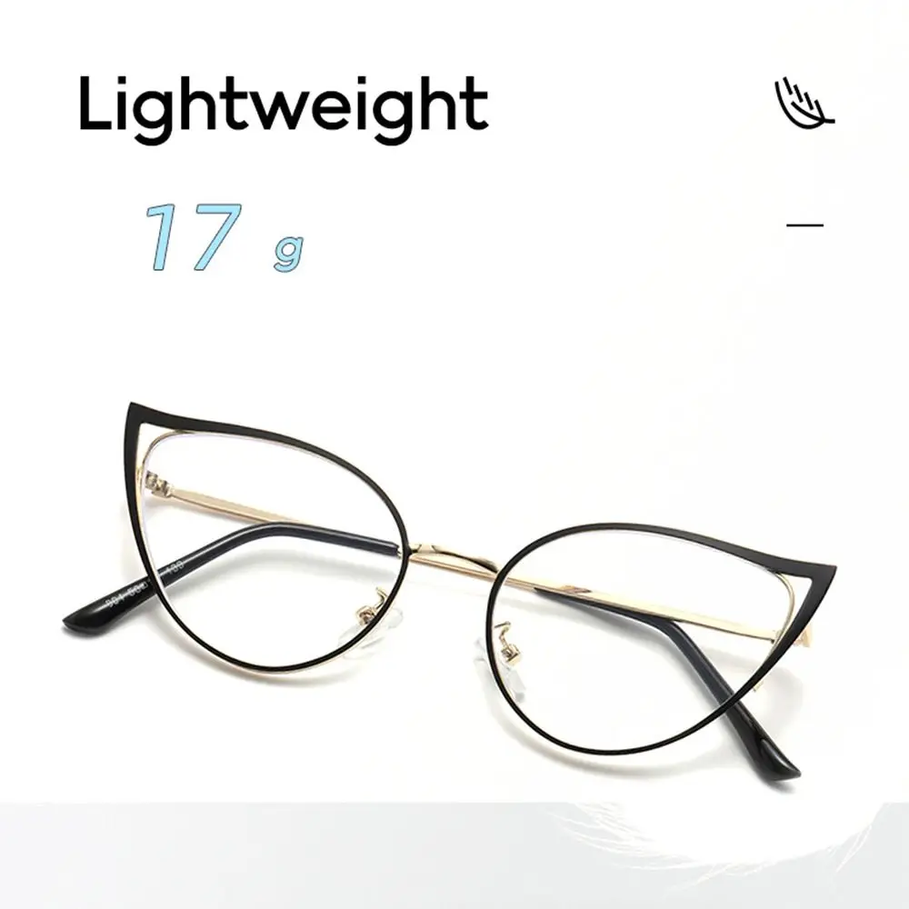 2024 New Cat Eye Anti Blue Light Glasses Women Men Designer Metal Big Frame Opticals Eyewear Blocking Eyeglasses Computer Goggle