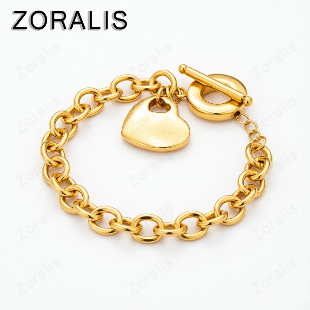 

18K Gold Bracelet Solid Heart Chain Bracelets Women's Wedding Party Fashion Classic Style Jewelry Gifts