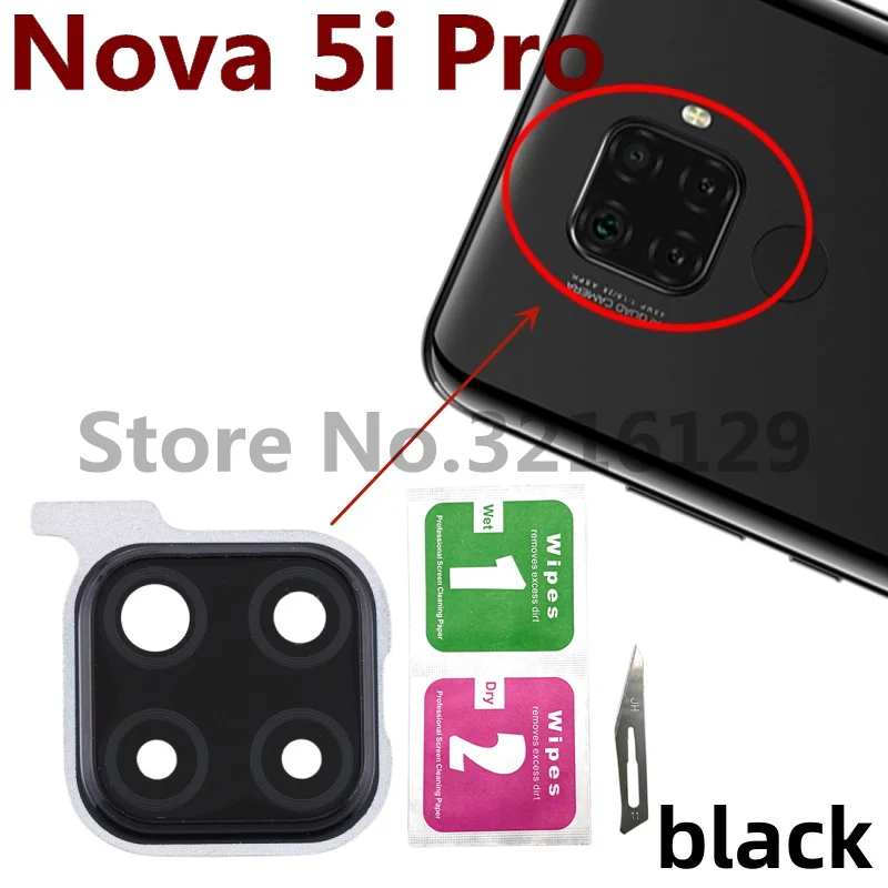 Original For Huawei Nova 5 5i Pro 6 SE 6se Back Rear Camera Lens Frame Cover Housing Case Glass With Adhensive Repair + Tools