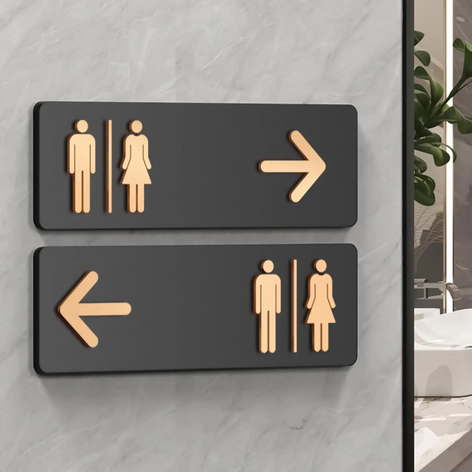 Acrylic Toilet Sign Plate Elegant Wash Room Door Wall Label Sticker WC Bathroom Signage Board Art Home Bathroom Decor