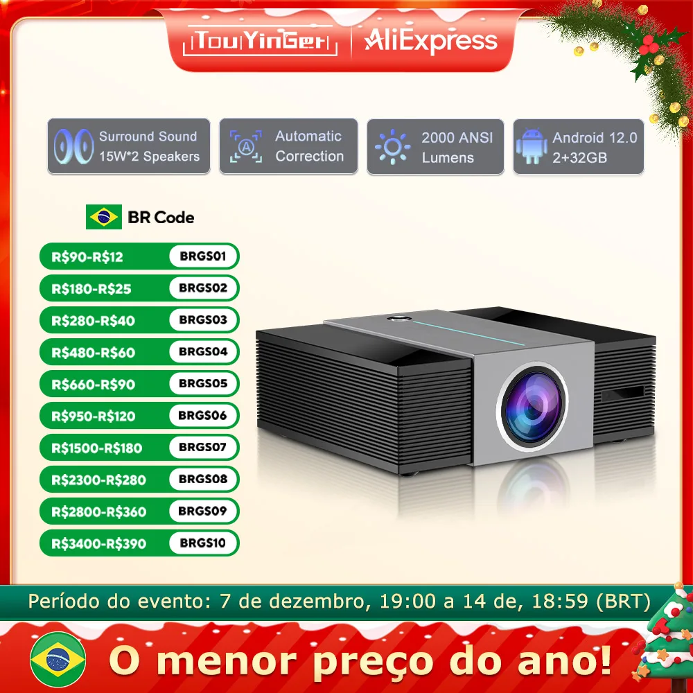 Touyinger Q11W Video Full HD 4K Ultra Tertutup Sepenuhnya WiFi Android Suara Tinggi Proyektor Home Theater Konsumsi Daya Rendah