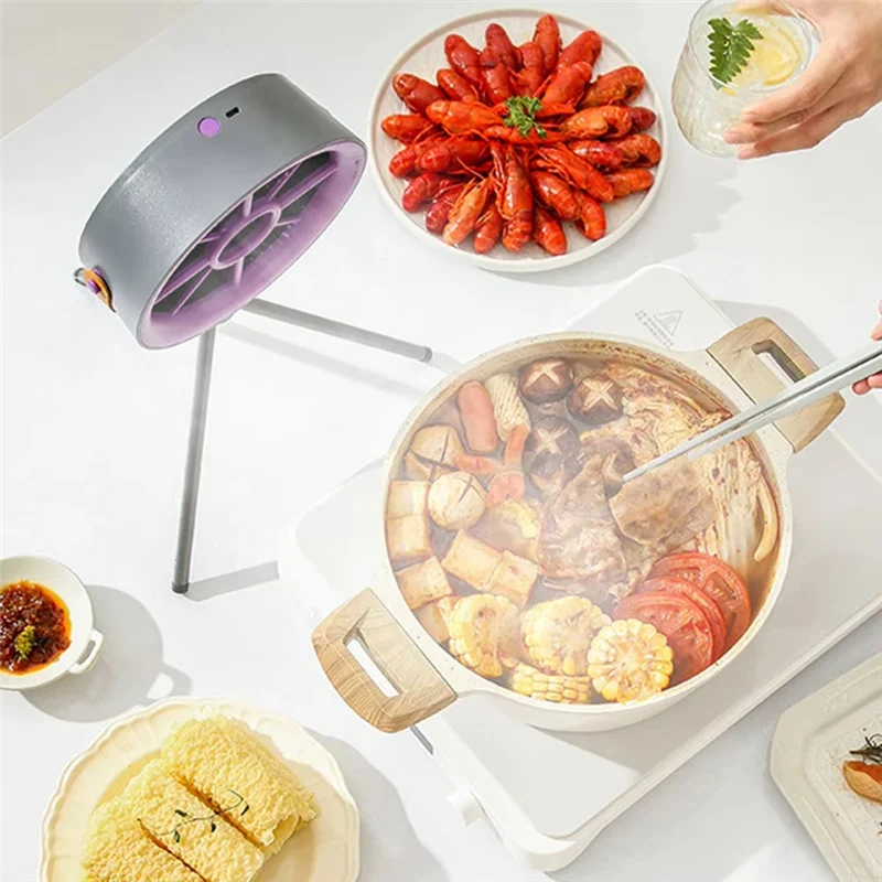 ABKJ-Desktop Range Hood Detachable Kitchen Exhaust Fan With 3 Speed Mini Extractor Hood For Indoor BBQ Hot Pot And RV Kitchen