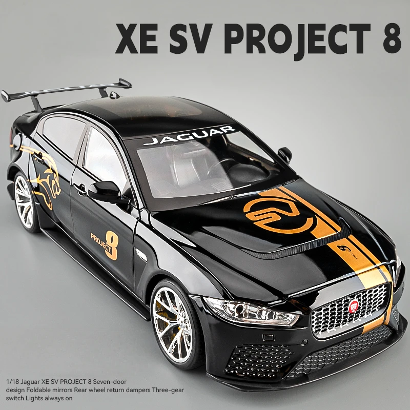 

Big Size 1:18 Scale Jaguar XE SV Project 8 Alloy Car Model Collection Miniature Voiture Birthaday Gift Boy Man Diecast Vehicles