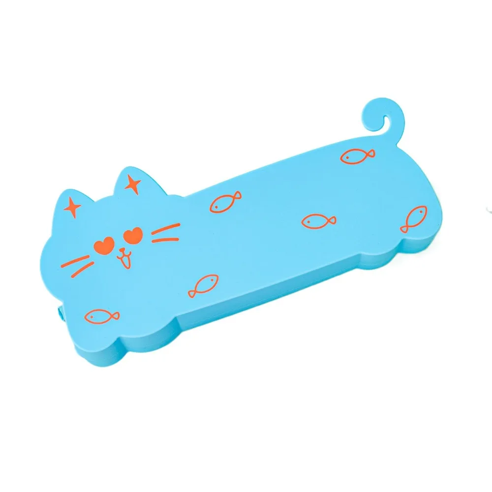 

Portable Silicone Pencil Case Large Capacity Cartoon Stationery Box Waterproof Cat Shape Pen Pouch Student