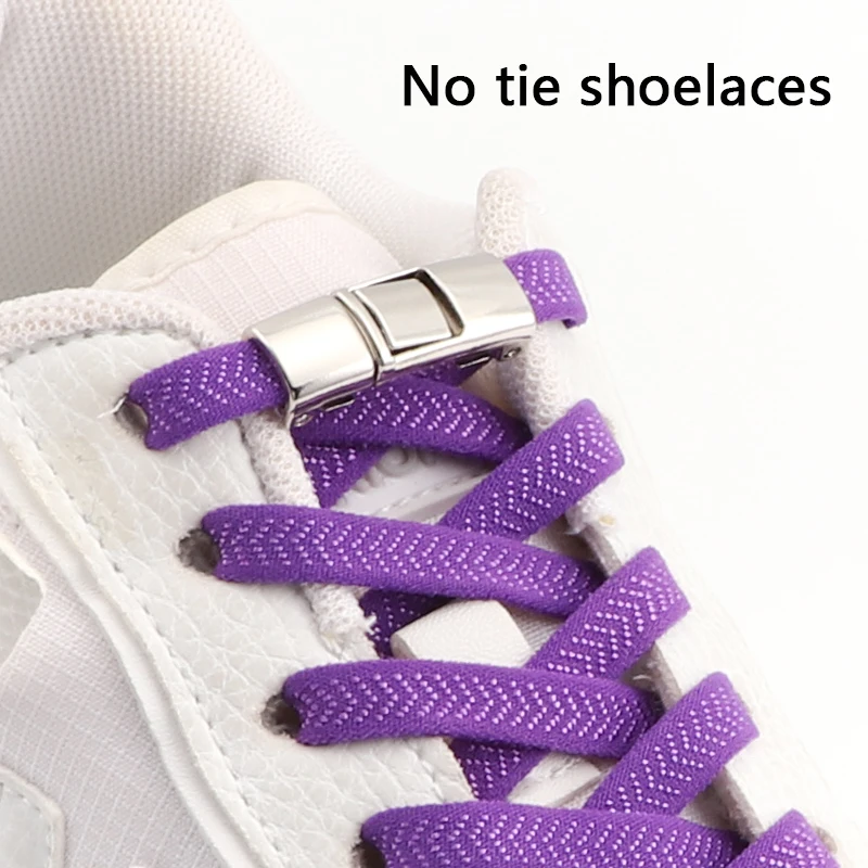 Press Lock Shoelaces without ties Elastic Laces Sneakers 8MM Wide Flats No Tie Shoe laces Kids Adult Running Shoelace for Shoes image 6