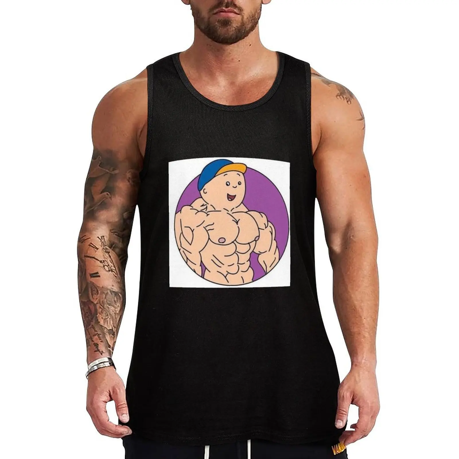Camiseta Regata Buff Af Caillou, Camiseta Regata Fina e Respirável, Top Sem Mangas Fresco para o Verão
