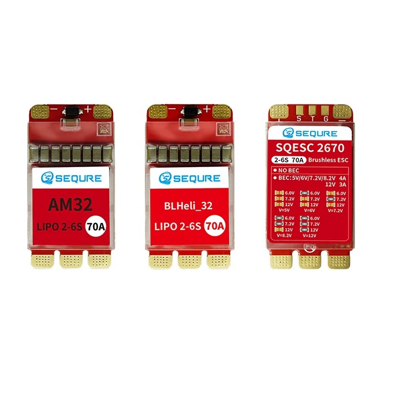 SEQURE-controlador de velocidad electrónico sin escobillas 2670, fuente de alimentación de 2-6slipo, 70A, adecuado para Uavs 2670 multieje (Blheli 32), piezas