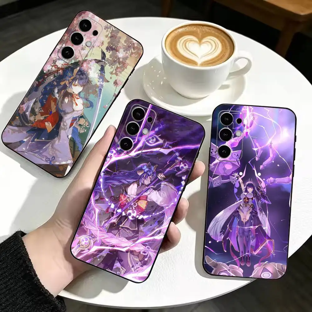 Game G-Genshin impact Raiden Shogun  Soft Silicone Case for Samsung S26, S24, S21, S22, S23, S30, Ultra, Plus, FE, Lite-Black