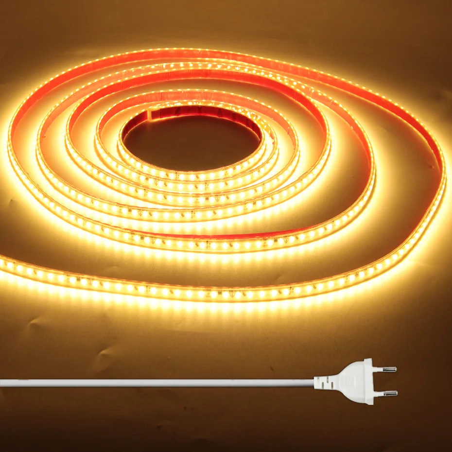 

30m 50m 220V Waterproof LED Strip Light Adhesive Tape EU Plug Flexible Led Strips For Home Outdoor Garden Lighting Warm White