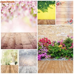 SHENGYONGBAO Spring Flower Photography Background Scenery Wall Floor Backdrop Studio Photo for Children Newborn Photocall CAT-02